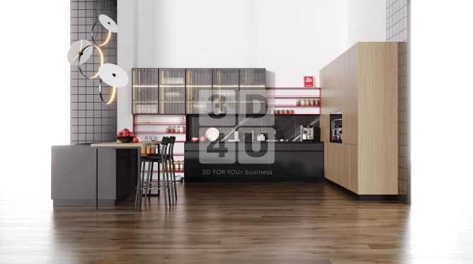 Кухня с красными акцентами