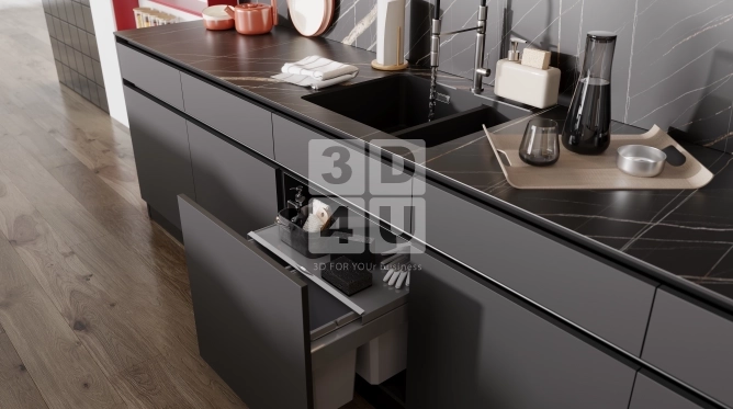 Кухня с красными акцентами