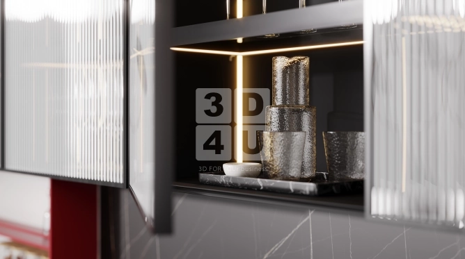 Кухня с красными акцентами